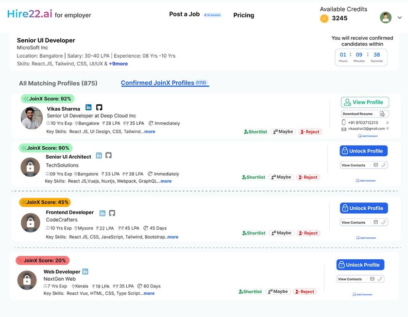 Hire22.ai Landing Page
