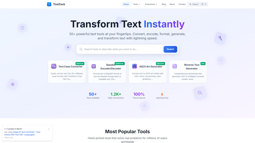 ToolZack Landing Page