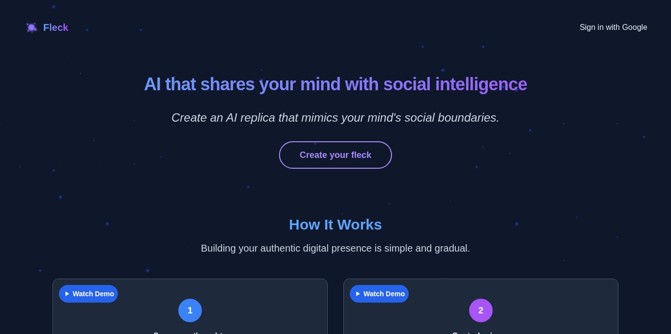 Fleck Landing page