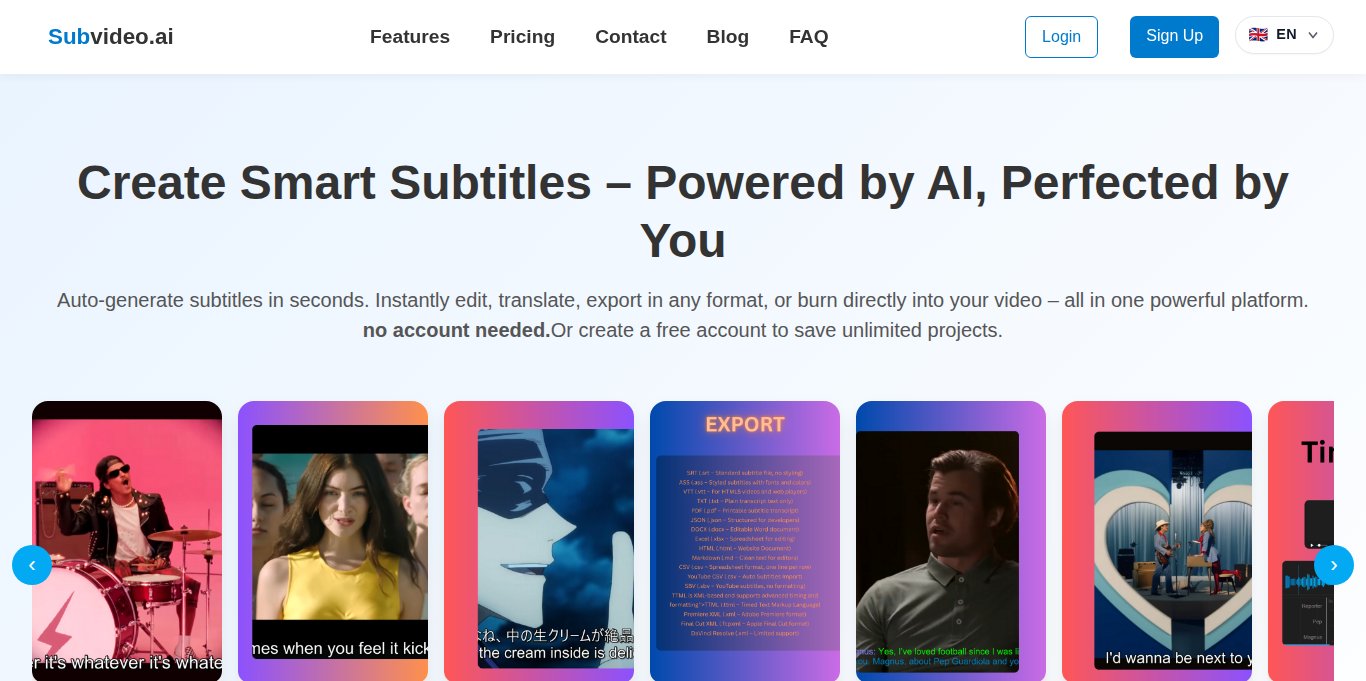subvideo.ai Landing page