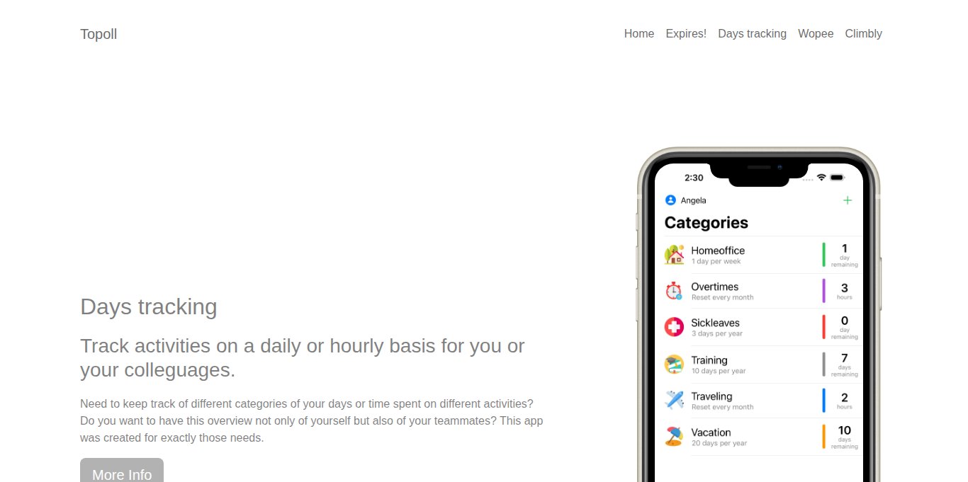 Days tracking Landing page
