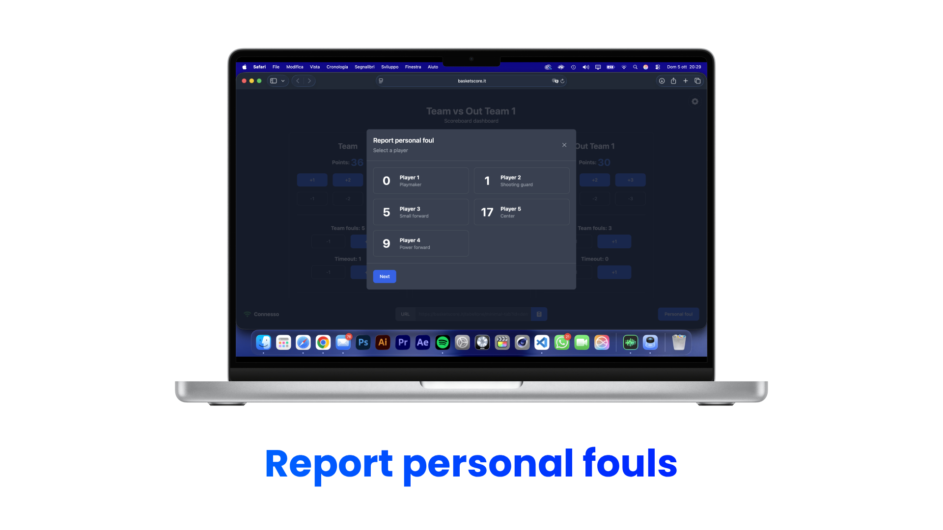 Basket Score Report personal fouls