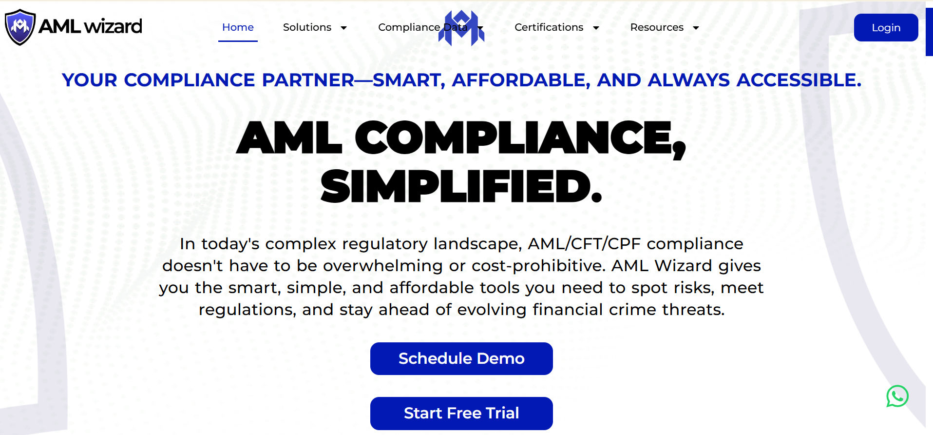 AML Wizard AML wizard website homepage