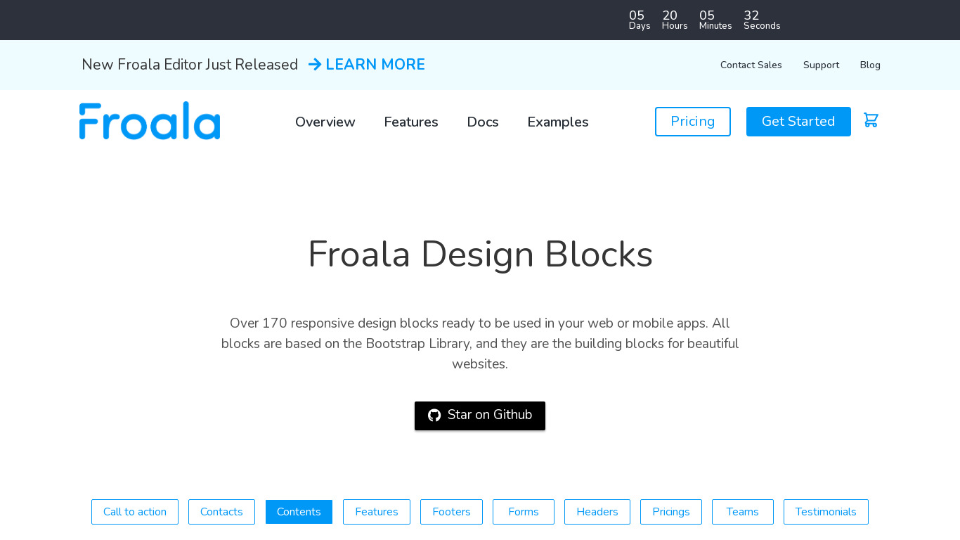 Froala Design Blocks Landing page