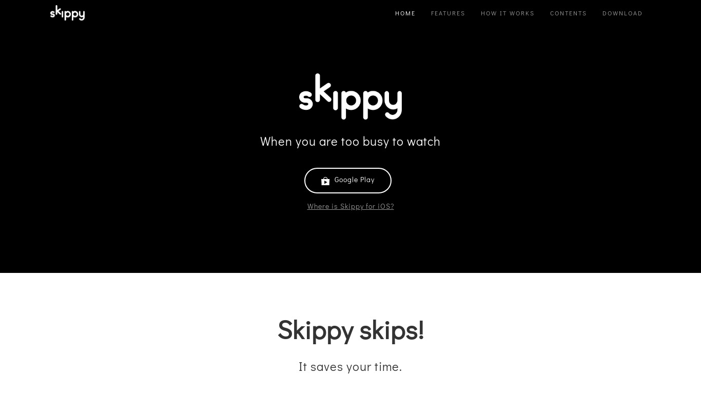 Skippy Landing page