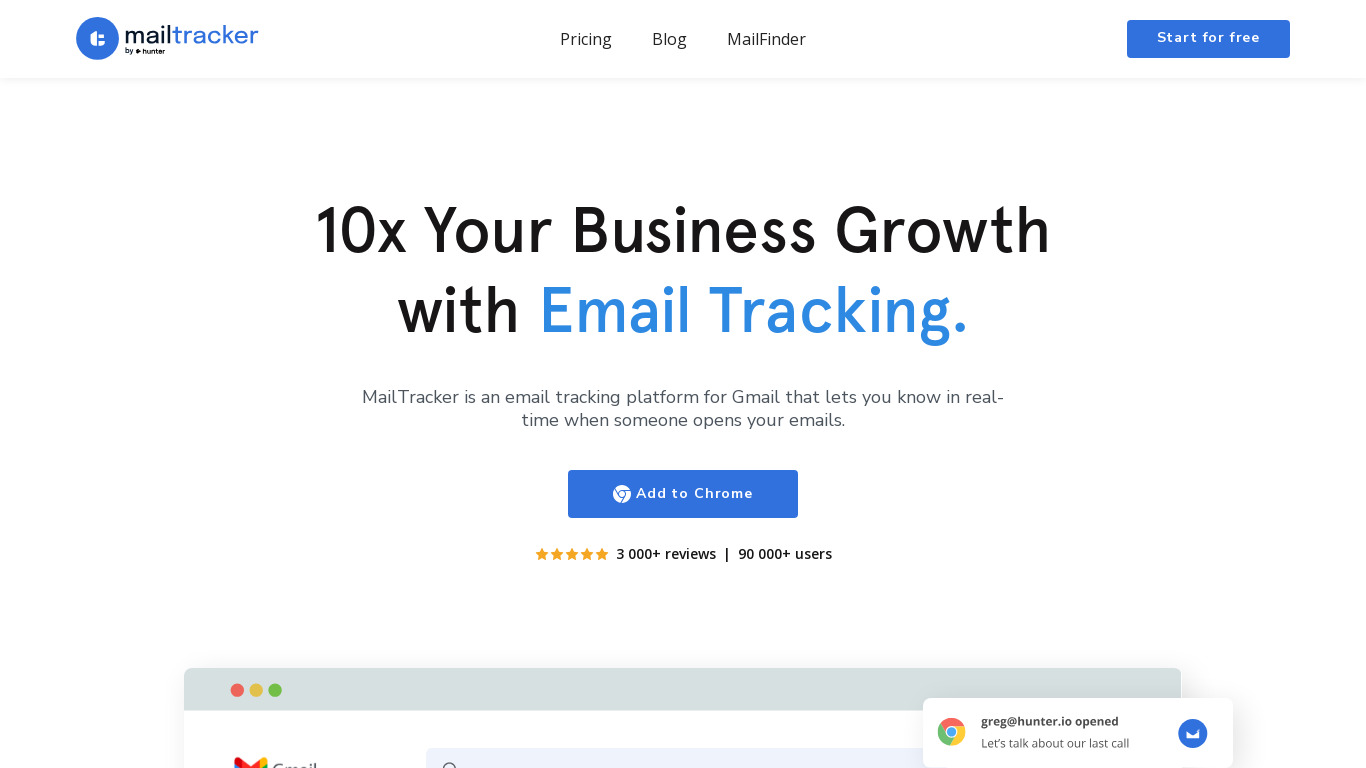 MailTracker Landing page