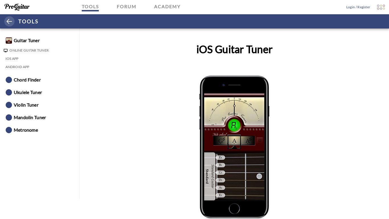 Pro Guitar Tuner Landing page