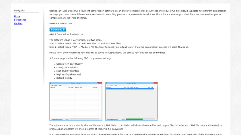 Reduce PDF Size Landing Page