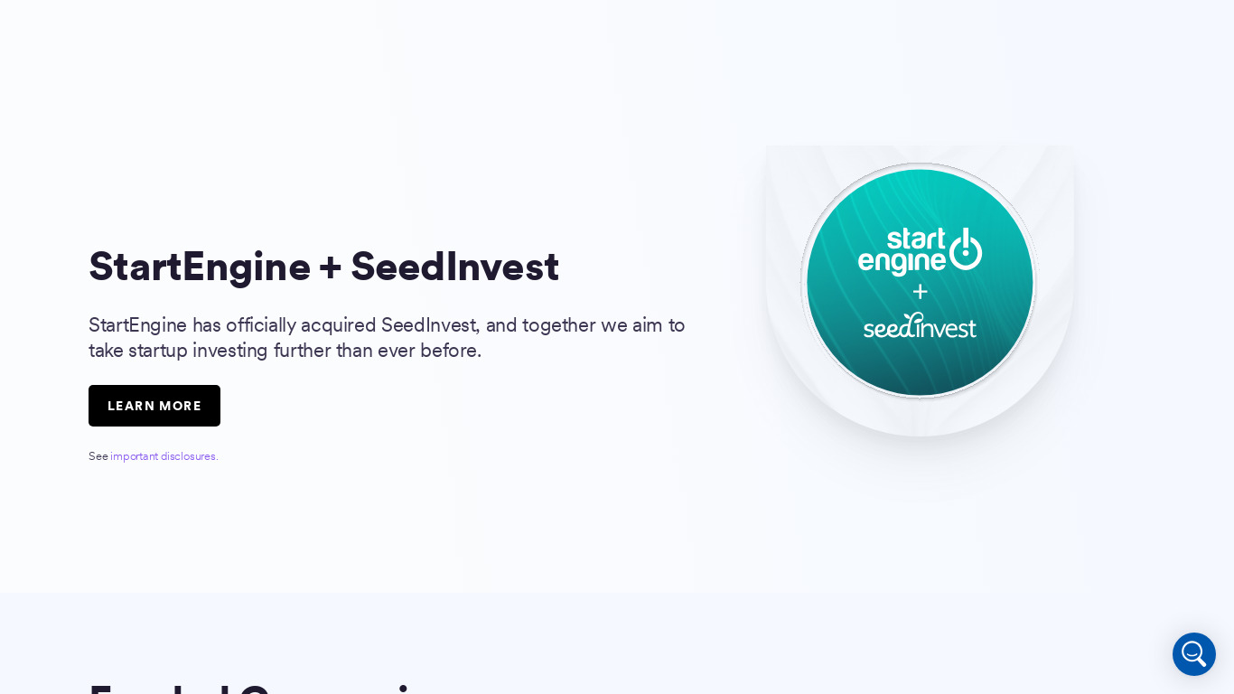 SeedInvest Landing page