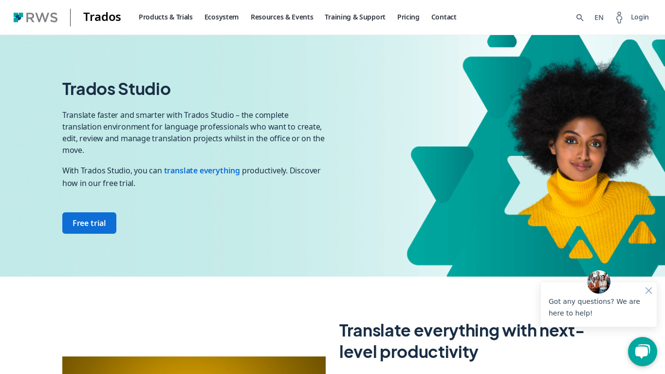 SDL Trados Studio Landing page