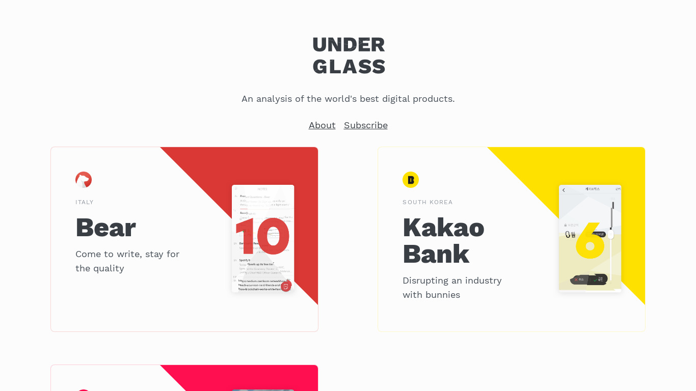 Under Glass Landing page