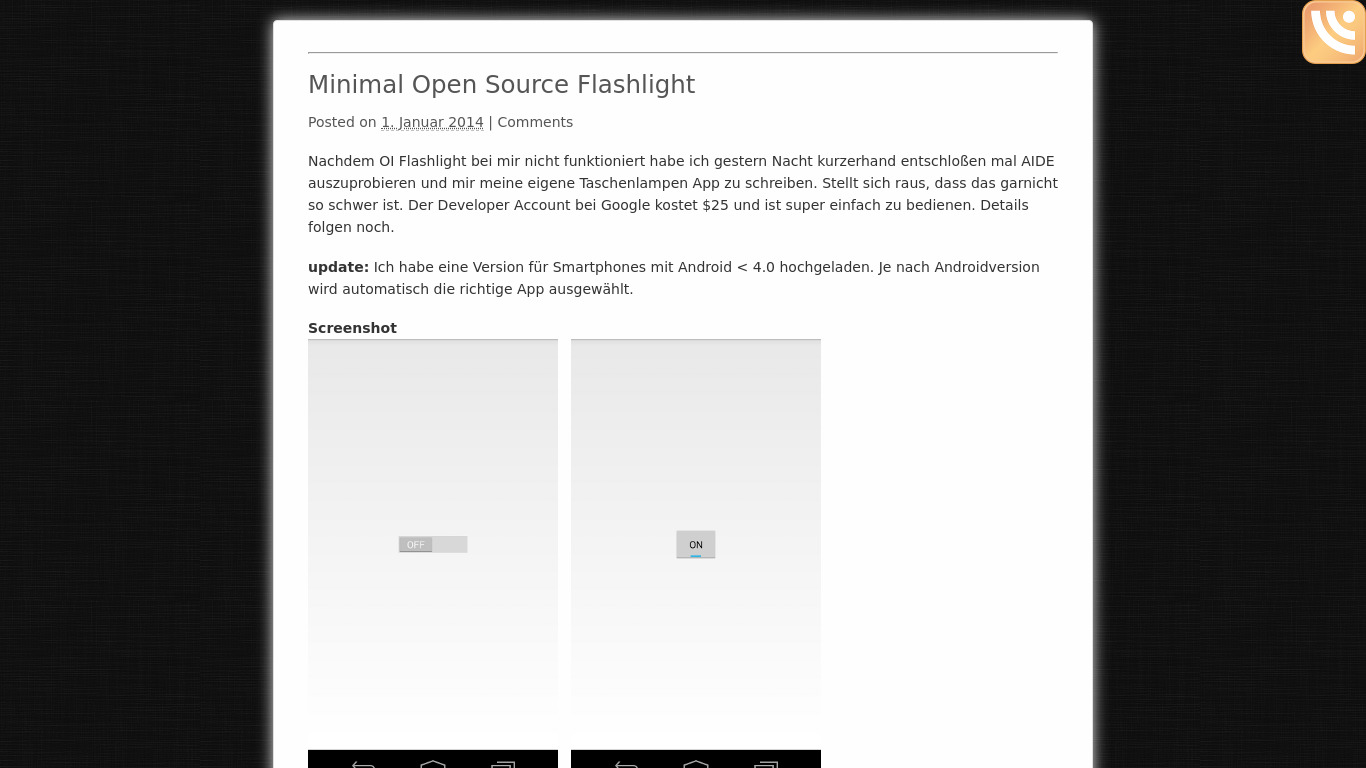 Minimal Open Source Flashlight Landing page