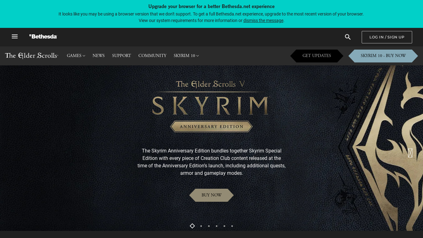 The Elder Scrolls Landing page