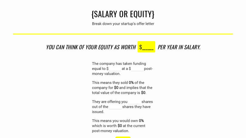 SalaryOrEquity Landing Page