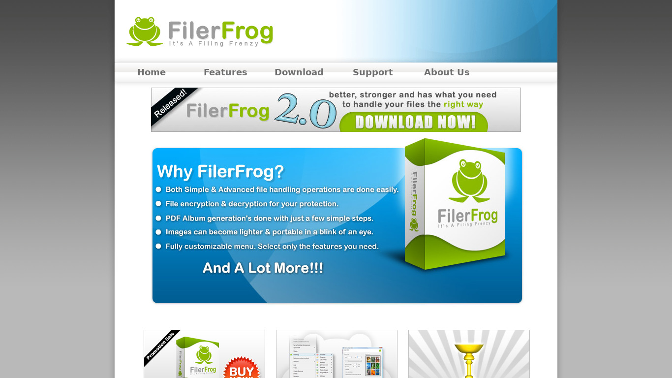 FilerFrog Landing page