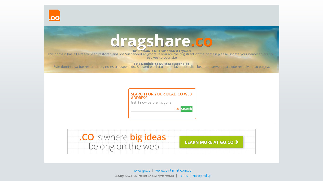 Dragshare Landing page