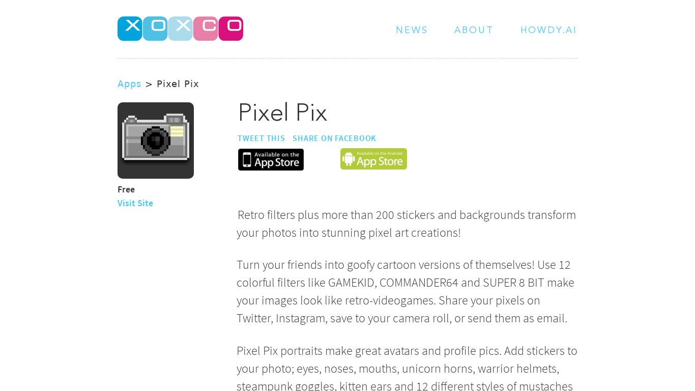 Pixel Pix Landing page