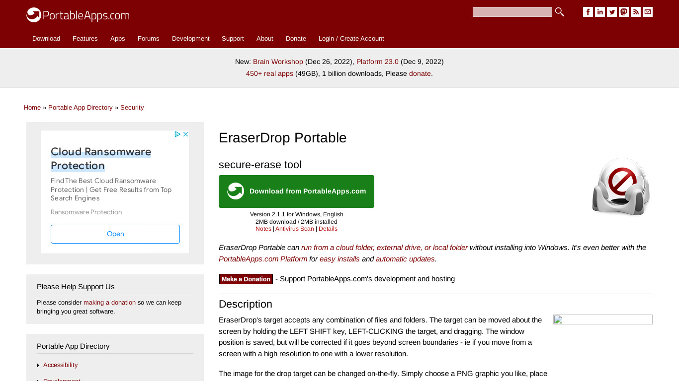 EraserDrop Landing page