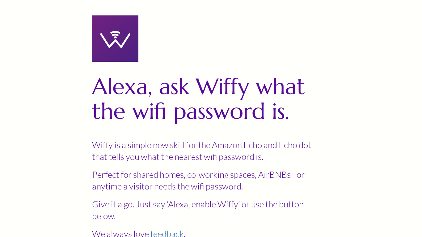 Wiffy Landing page