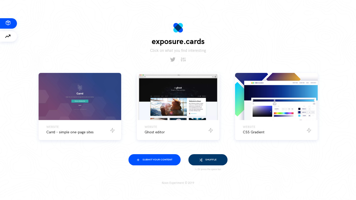 Exposure Cards Landing page