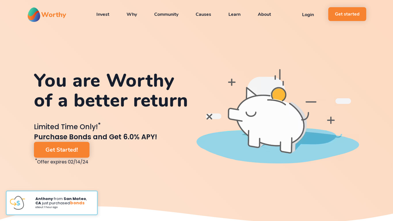 Worthy Landing page