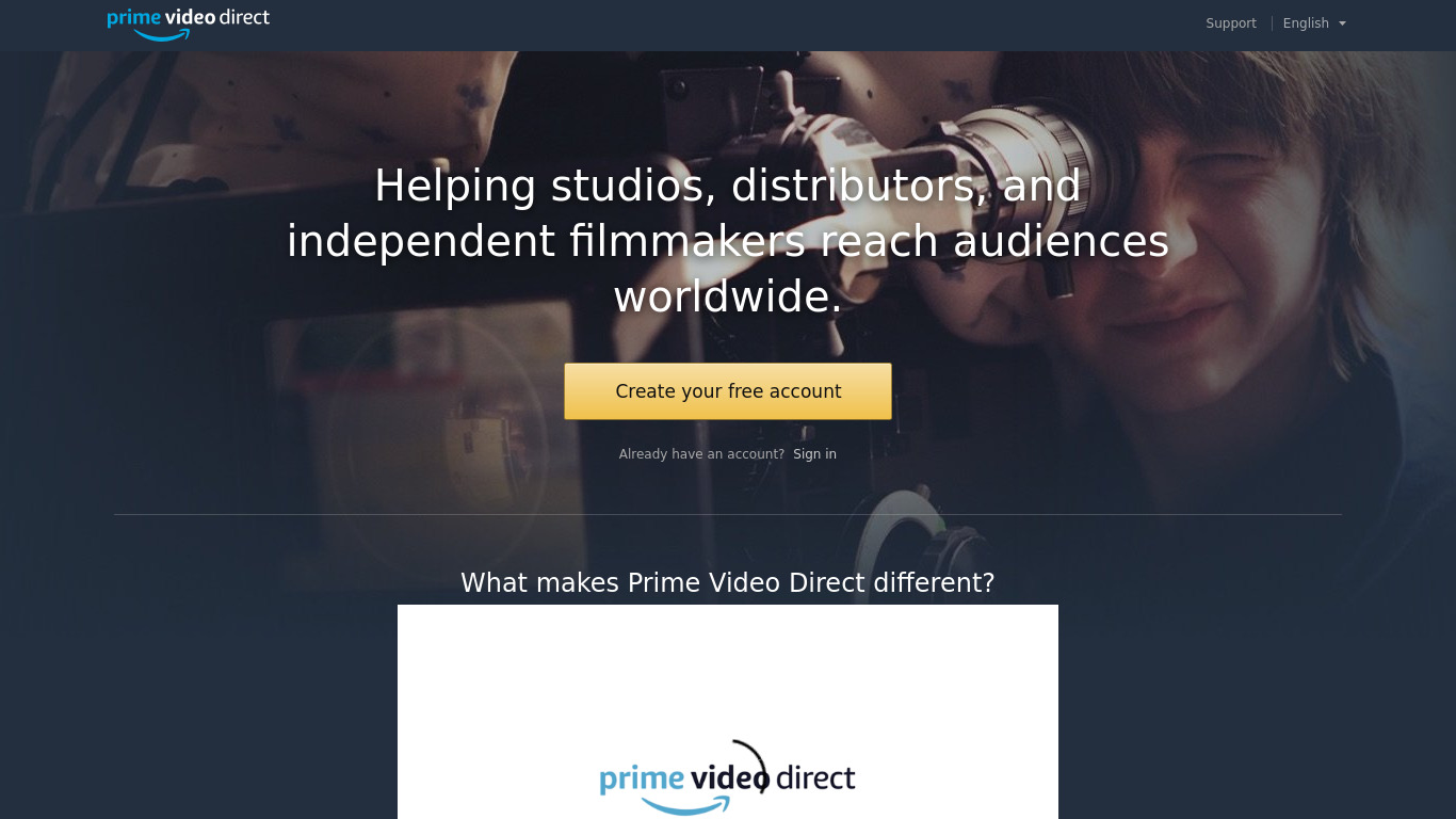 Amazon Video Direct Landing page