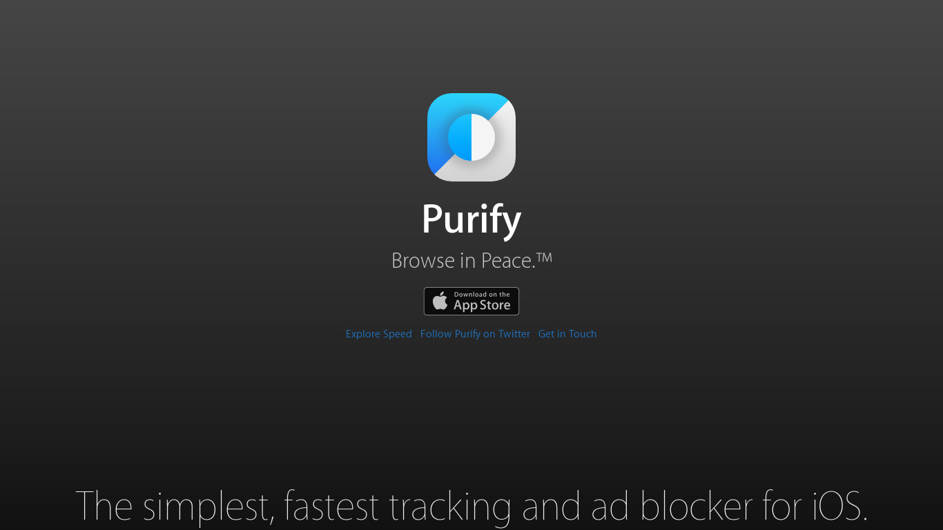 Purify Blocker Landing page
