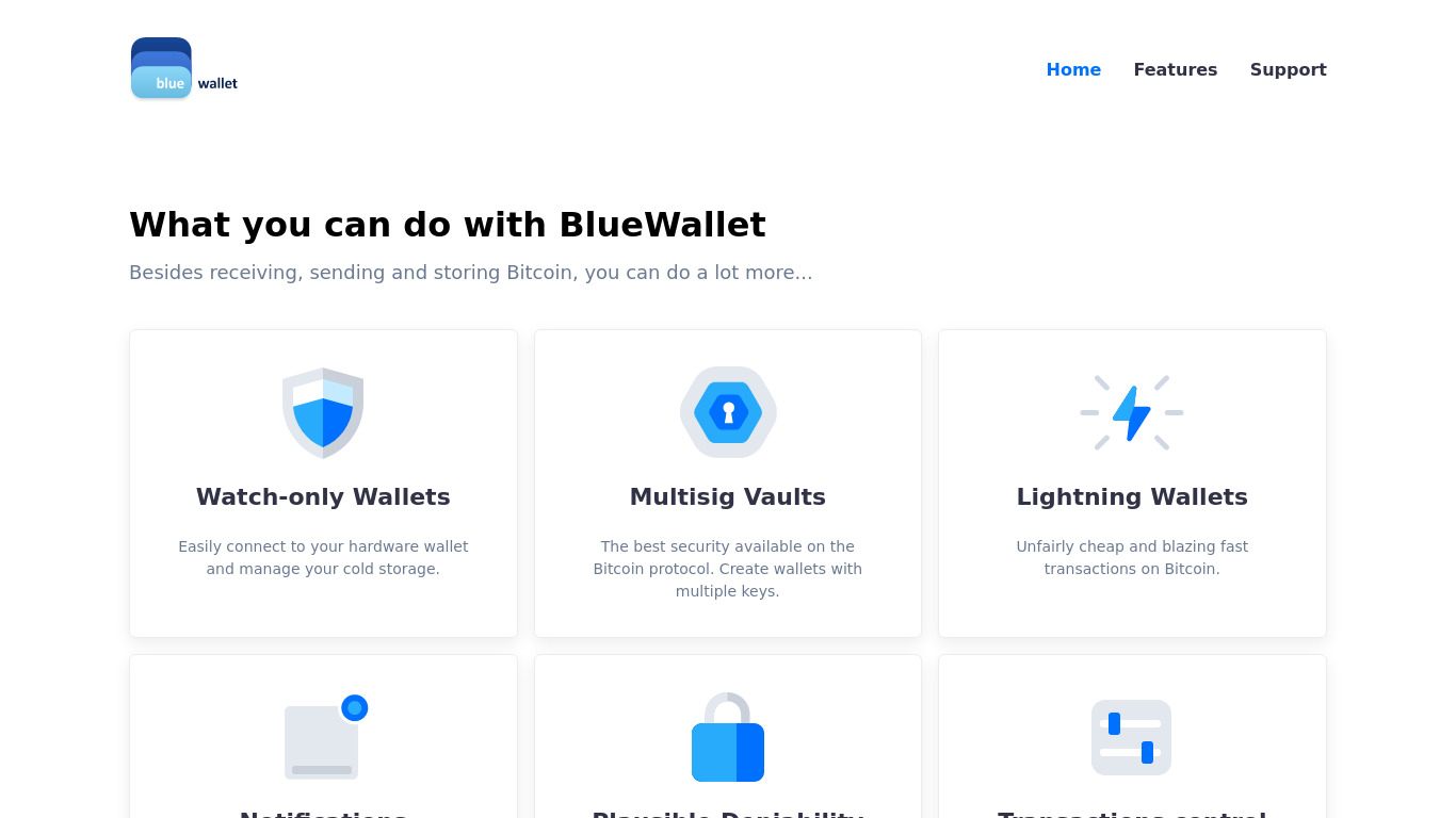 BlueWallet Landing page