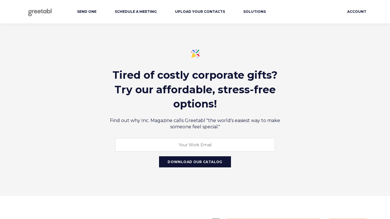 Greetabl for Business Landing page