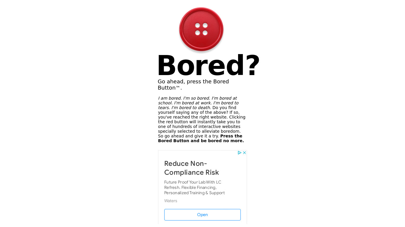 Bored Button Landing page