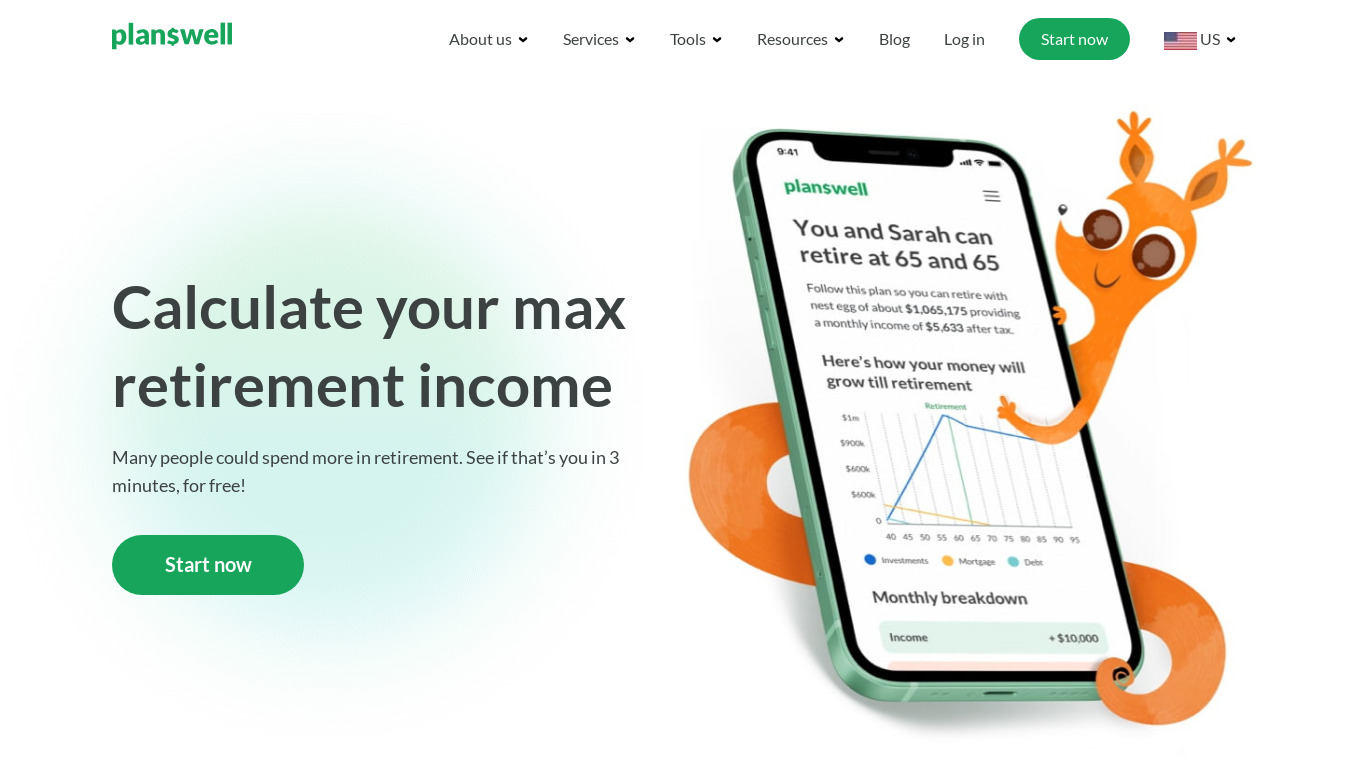 Planswell Landing page