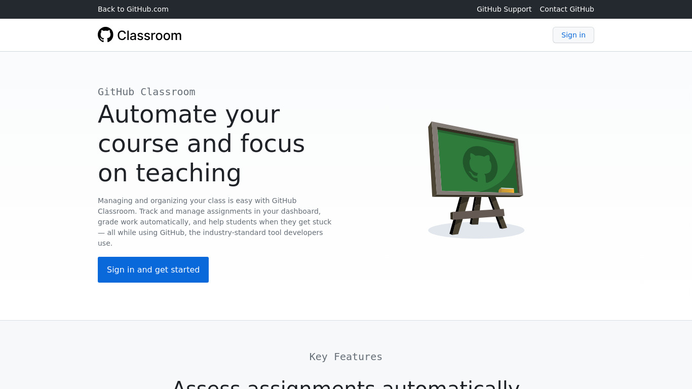 GitHub Classroom Landing page