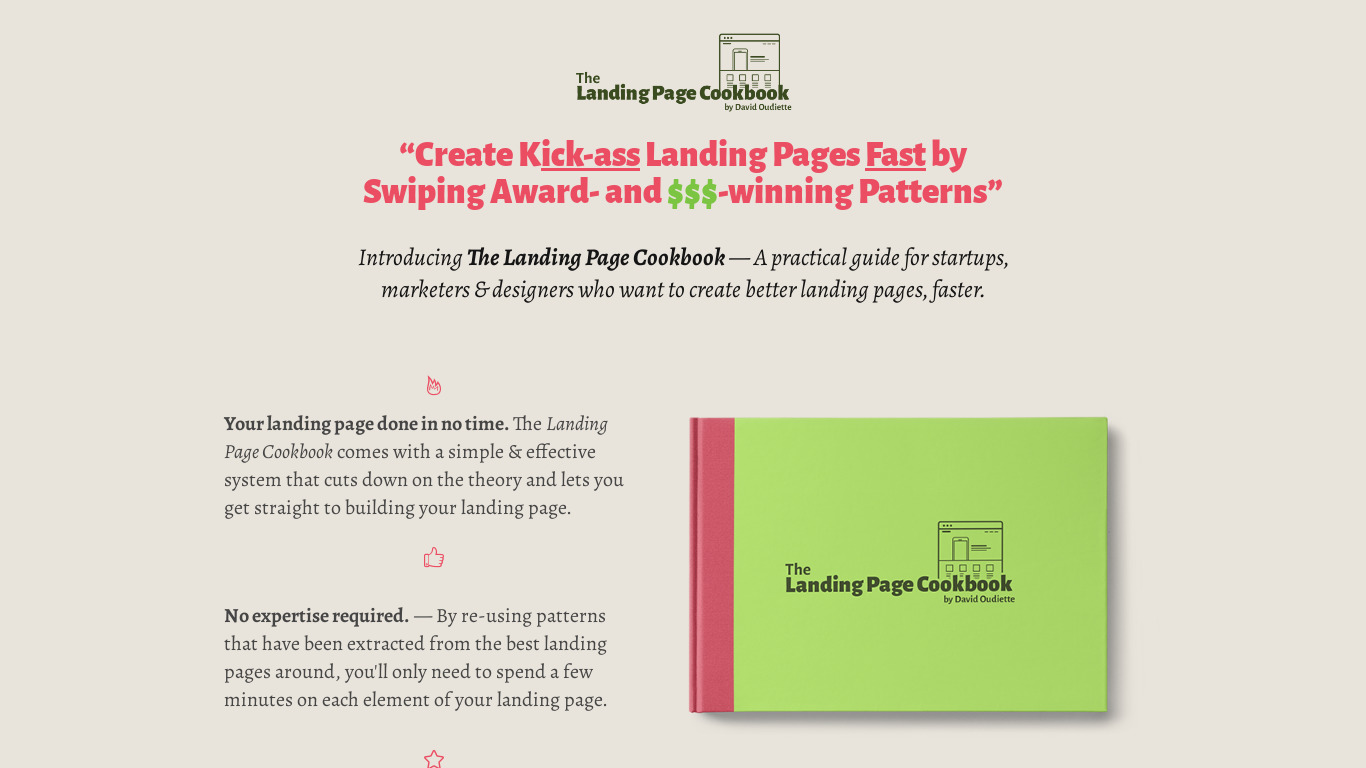 The Landing Page Cookbook Landing page