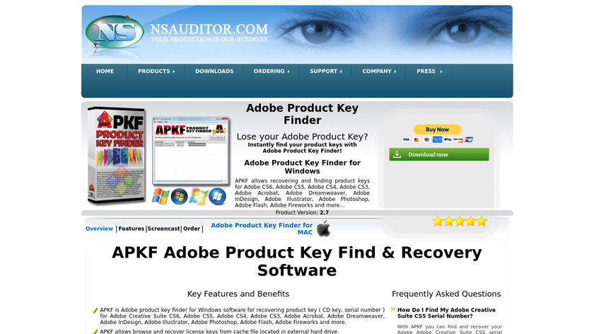 APKF Product Key Finder Landing Page