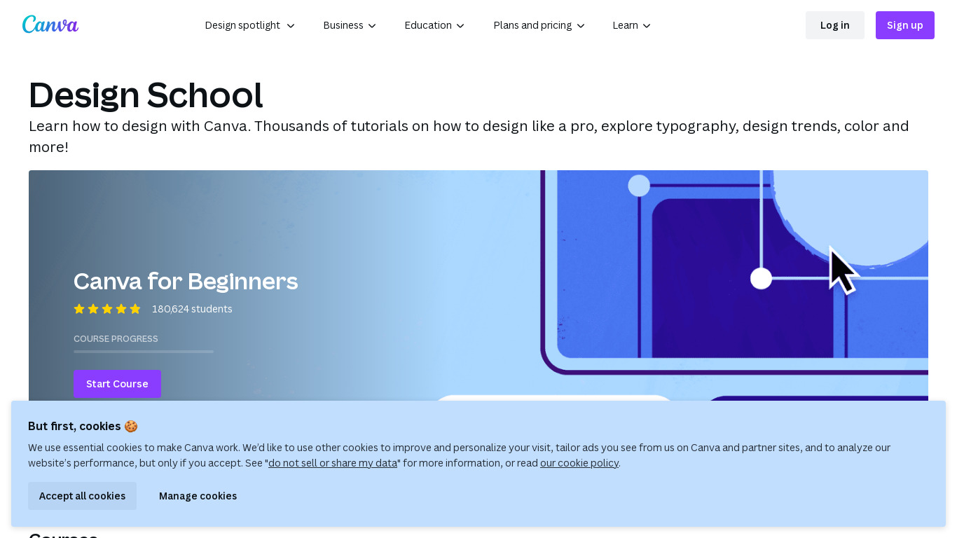 Canva Design School Landing page