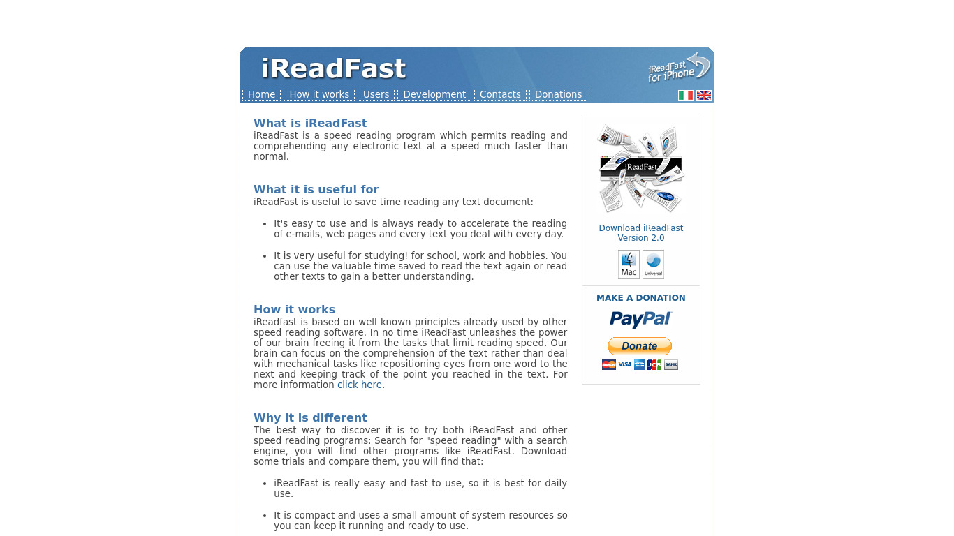 iReadFast Landing page