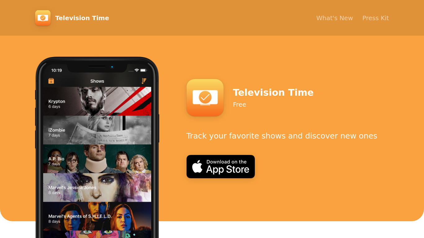 Television Time Landing page