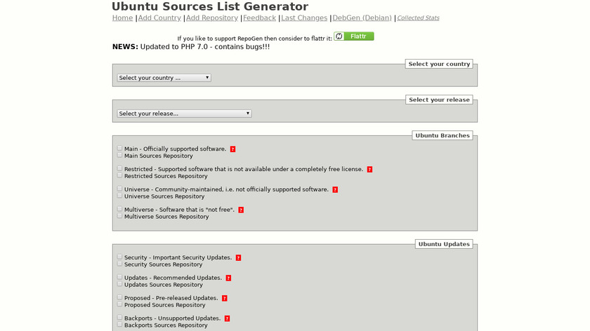Ubuntu Sources List Generator Landing Page