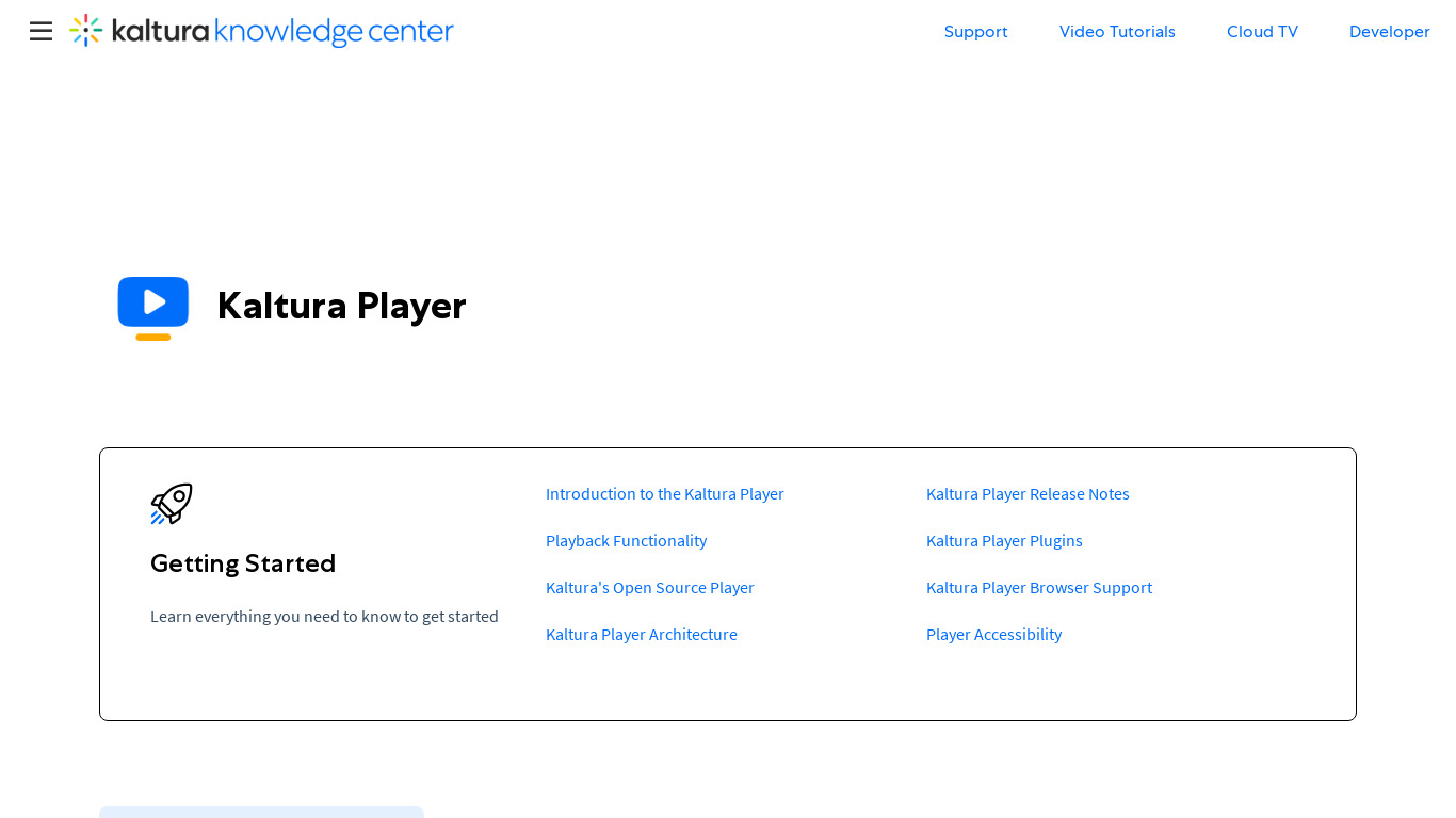 Kaltura Player Landing page