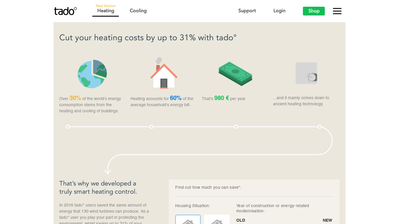 Tado Heating Landing page