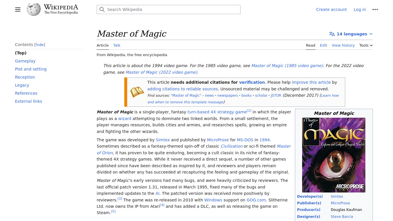 Master of Magic Landing page