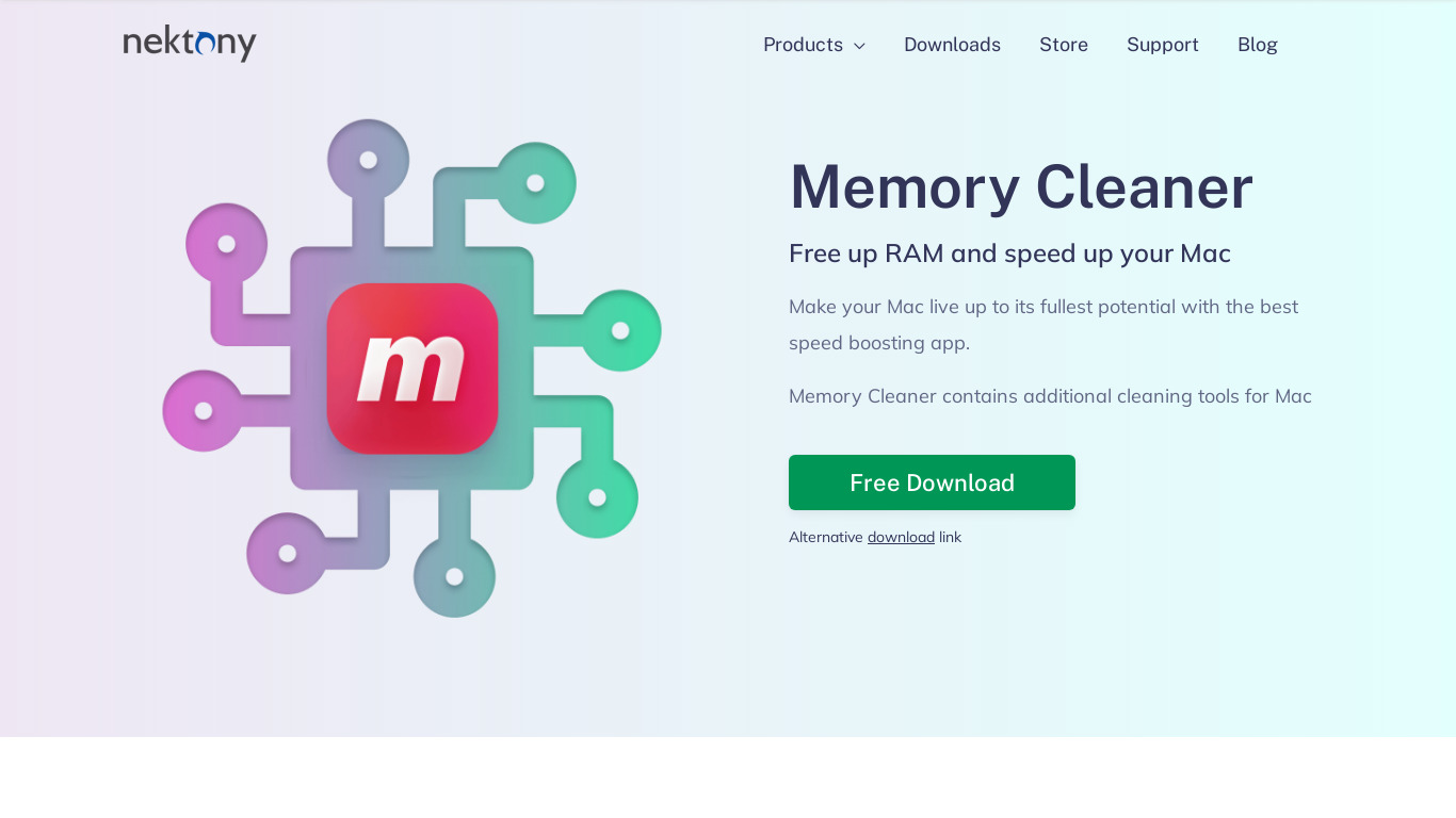 Memory Cleaner X Landing page