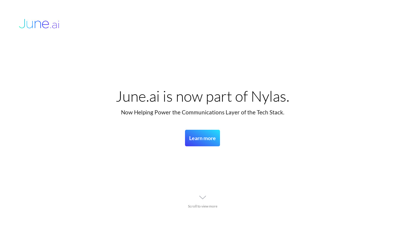 June.ai Landing page