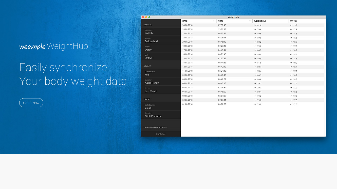 WeightHub Landing page