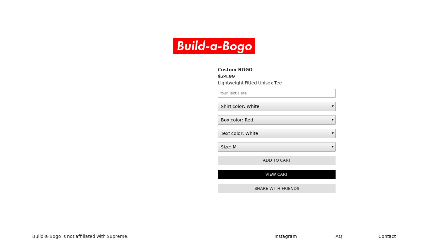 Build-a-Bogo Landing page