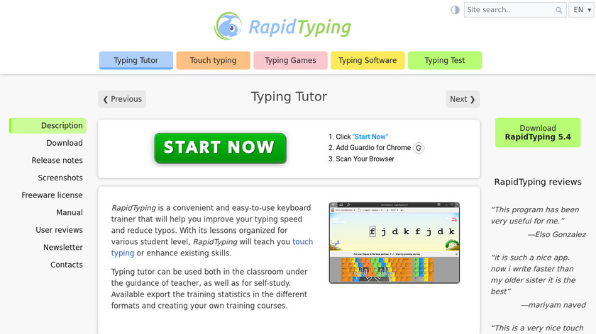 Rapid Typing Tutor Landing Page