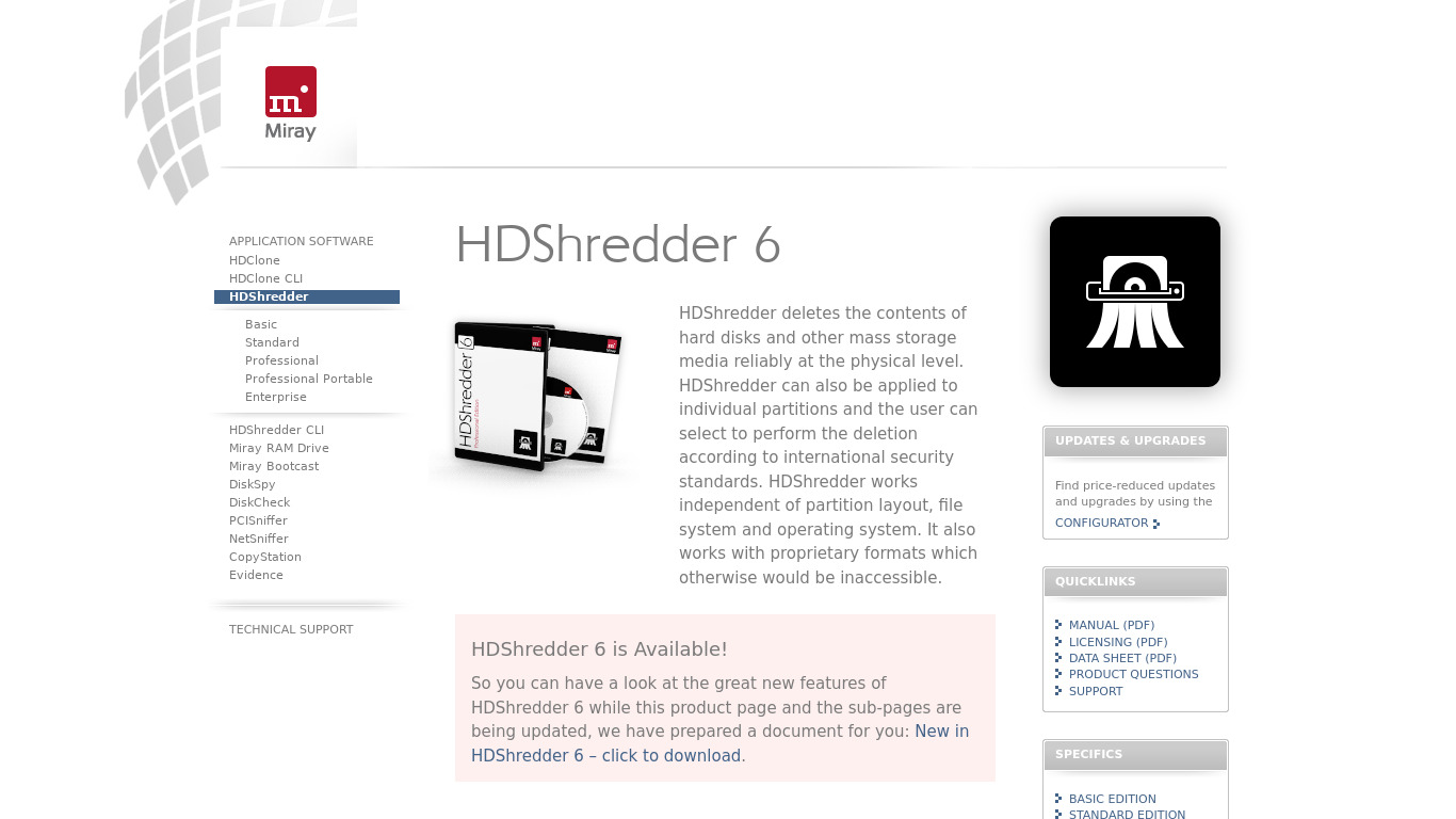HDShredder Landing page