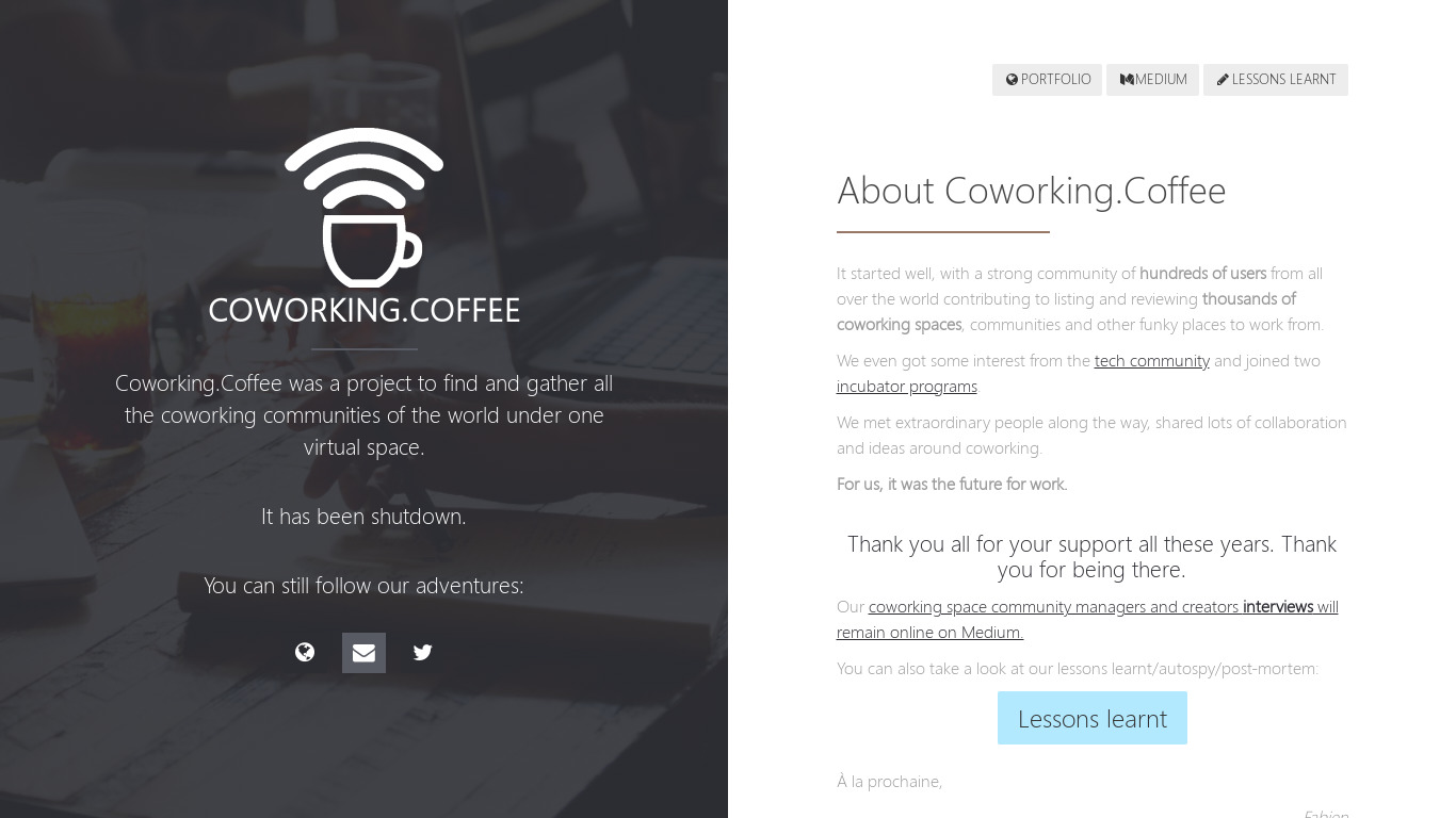 Coworking.Coffee Landing page