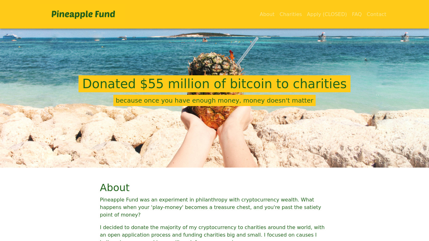 The Pineapple Fund Landing page