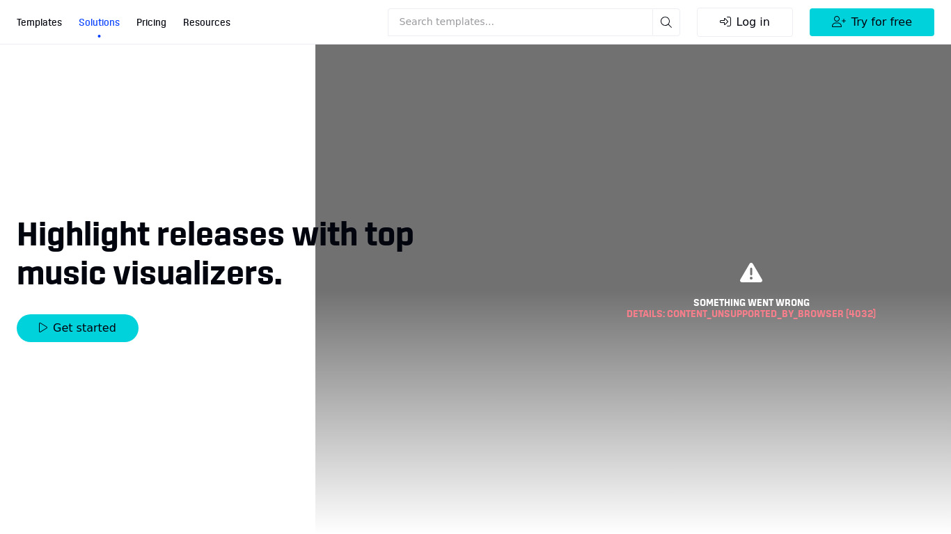 Music Visualizers by Videobolt Landing page